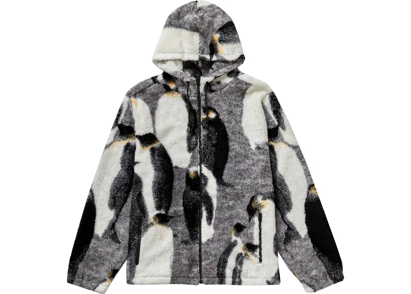 Мужская куртка из флиса с принтом Supreme Hooded Fleece Jacket, Black
