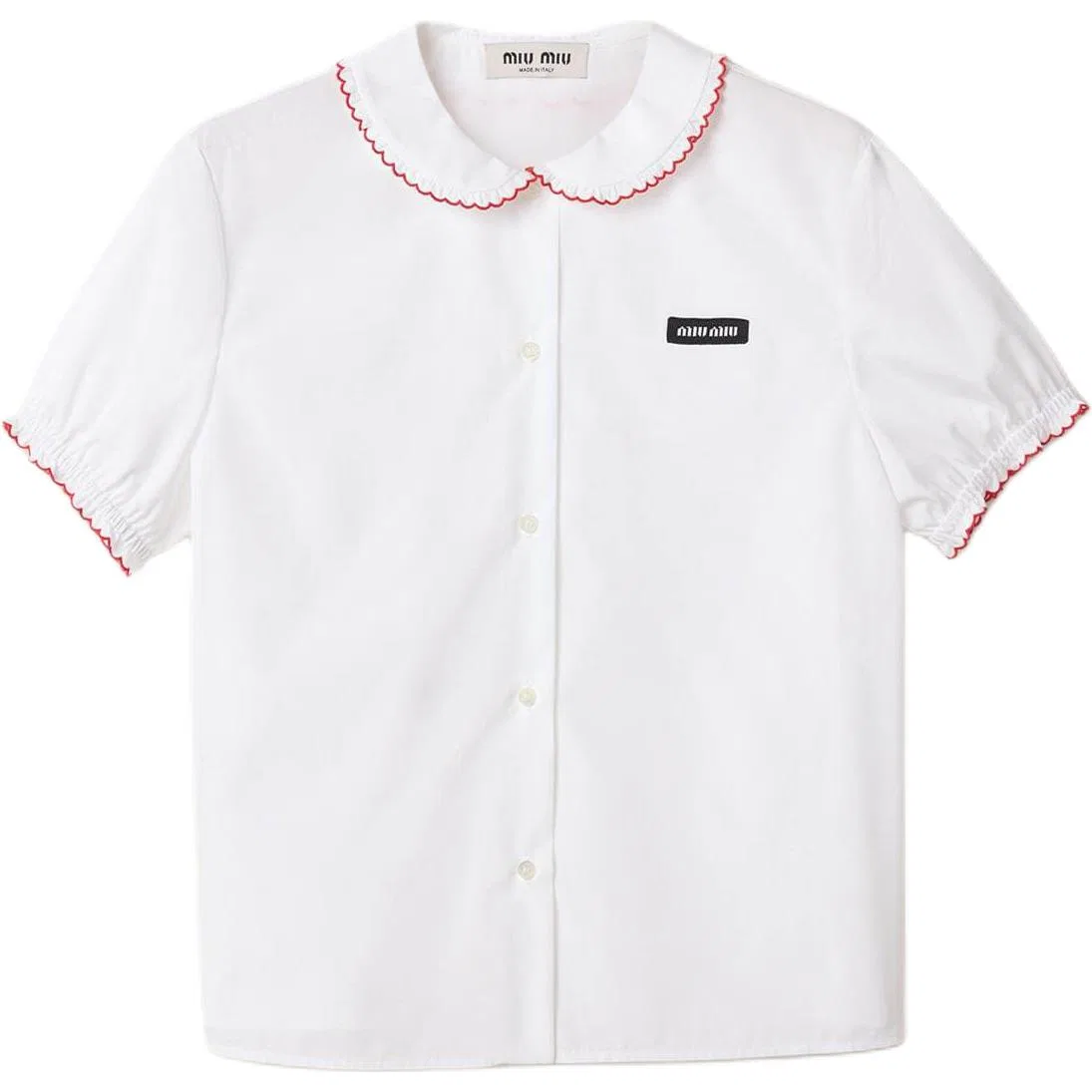 Женская рубашка с отложным воротником MIU MIU, White/Red/Burgundy