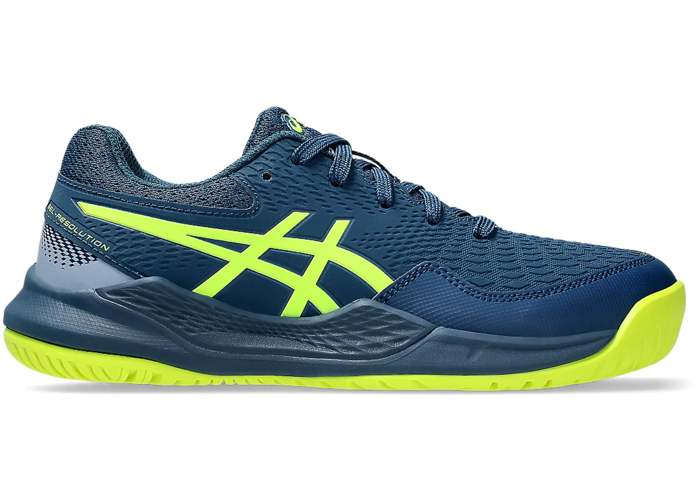 Детские кроссовки для тенниса ASICS Gel-Resolution 9, Mako Blue/Safety Yellow