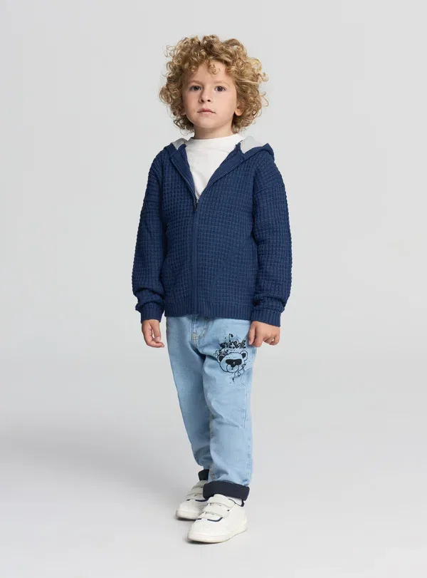 Кардиган с капюшоном Cardigan Terranova, Blu Denim Scuro, синий