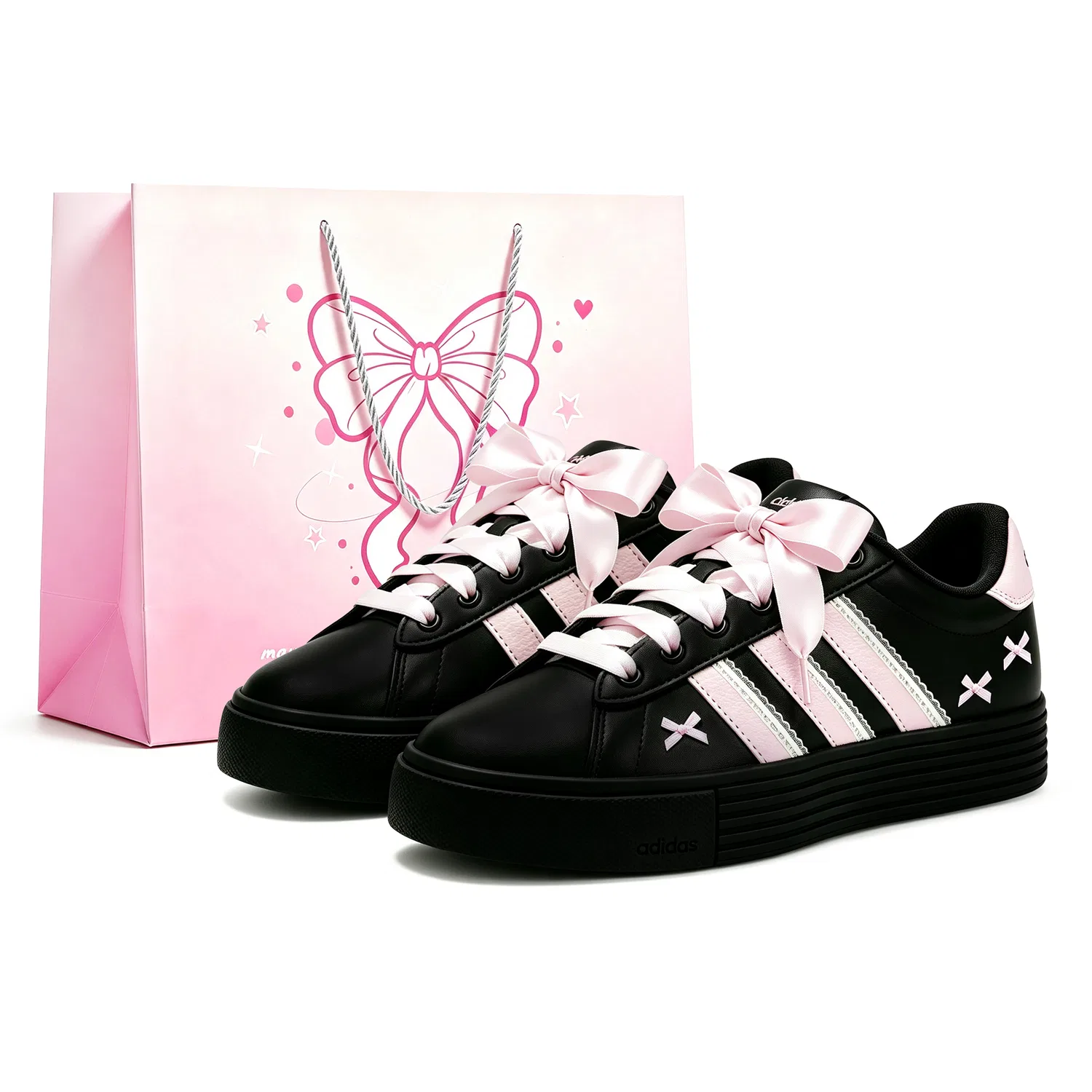 Детские кроссовки с принтом Daily 4.0 Adidas, Black Pink