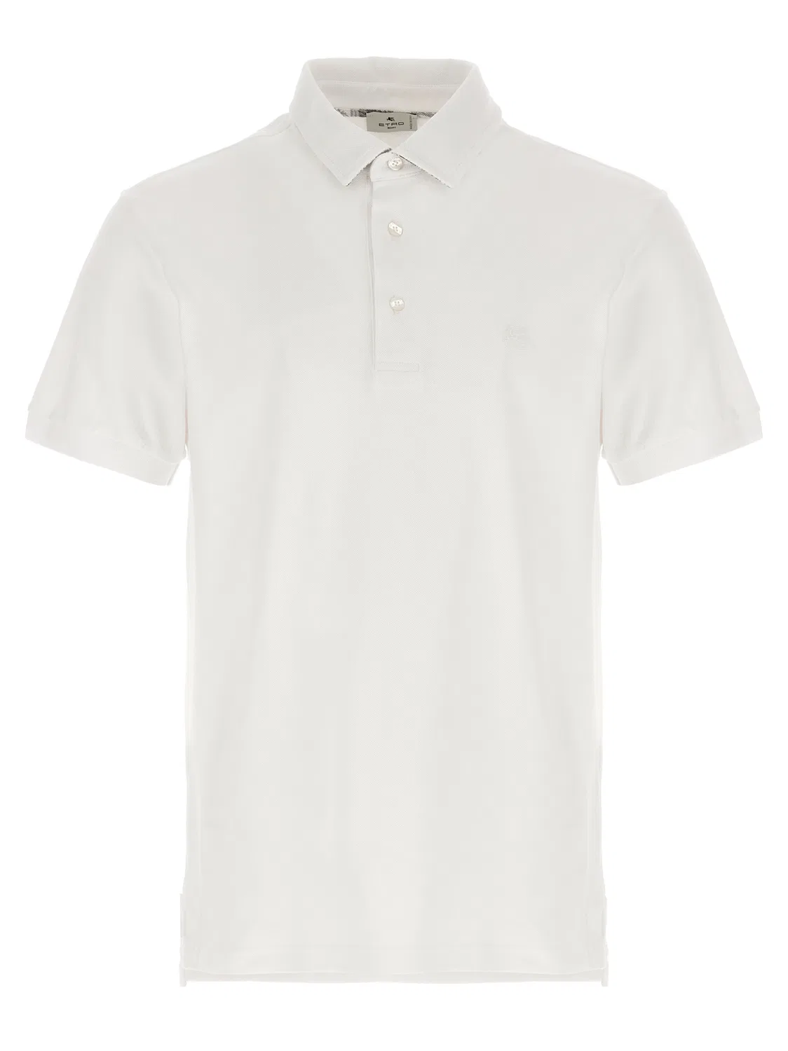 Мужское поло с цветочным принтом Paisley White Cotton Polo Shirt Etro, White