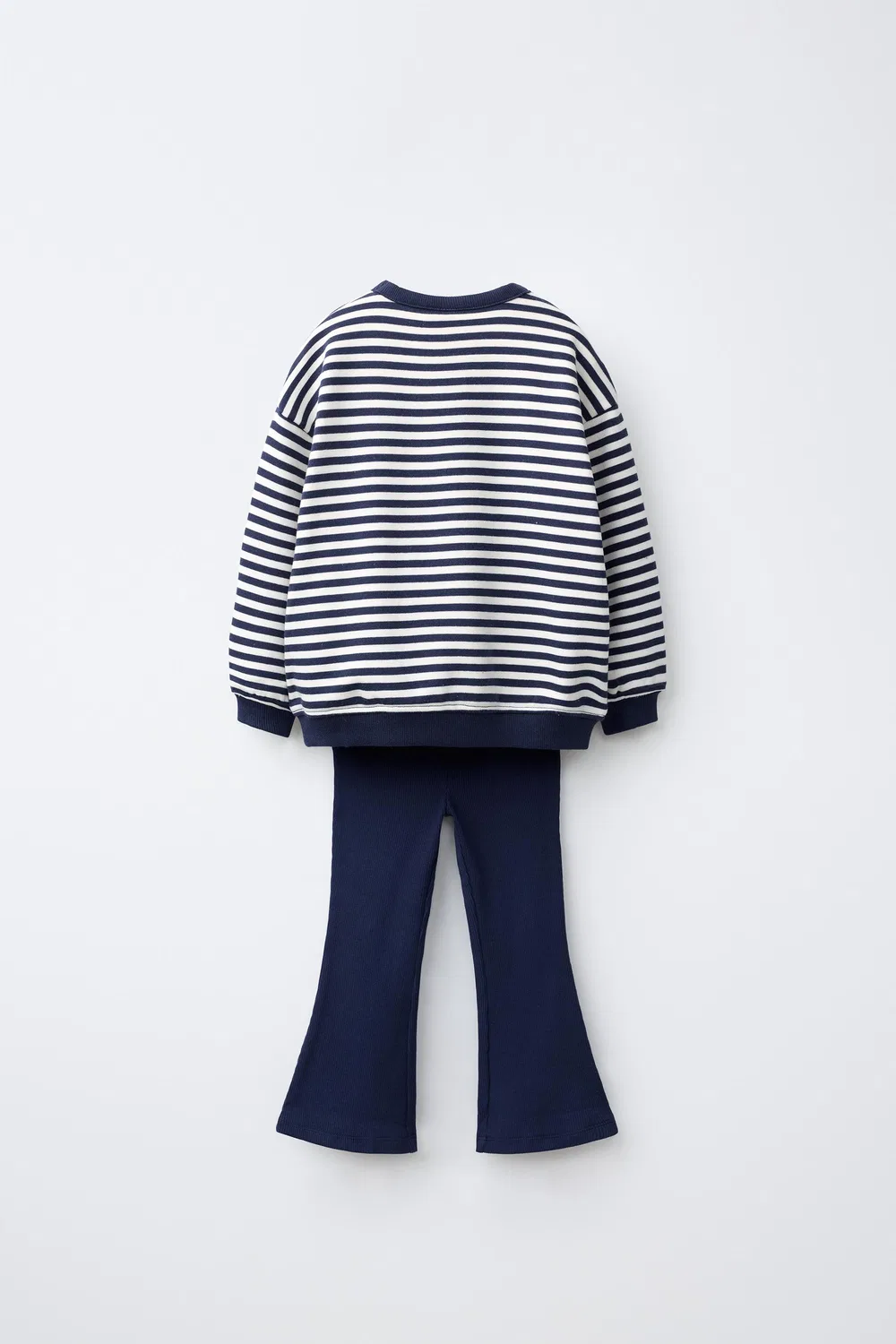 Комплект из полосатой толстовки и расклешенных леггинсов. ZARA, Blue — фото 2