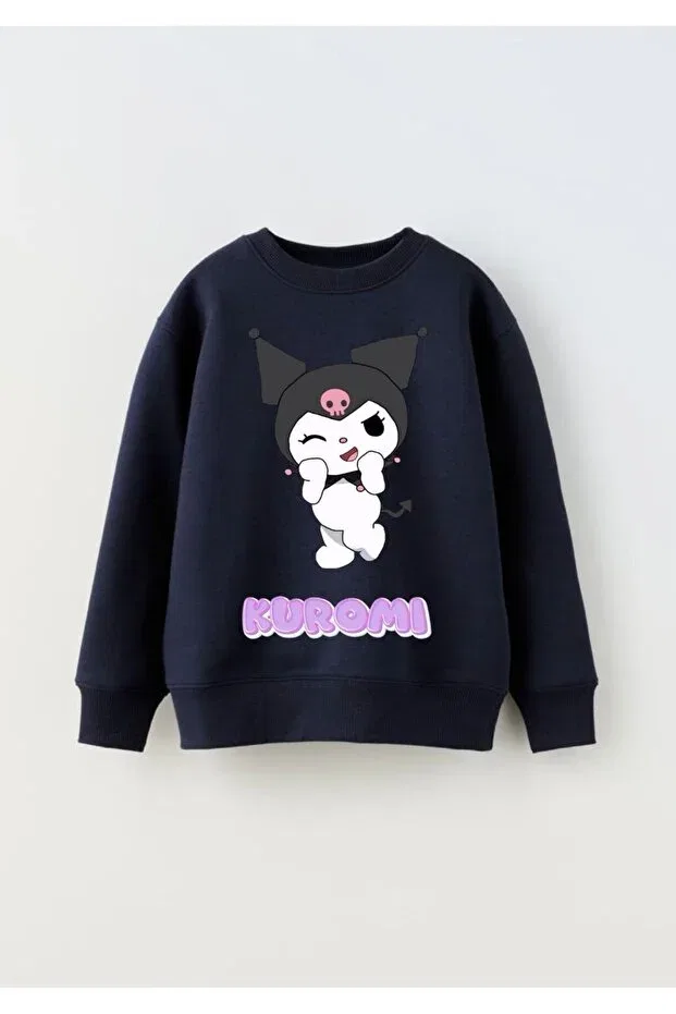 Детское худи для девочек с принтом Kuromi printed style new generation character sanrio Blotch, Black