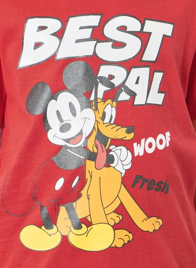 Styli Футболка с принтом Mickey Mouse, красная — фото 4