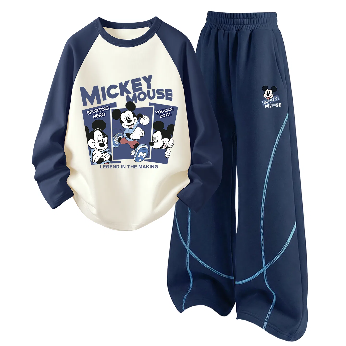 Детский комплект спортивной одежды с круглым вырезом, Dili Happy Navy Blue+Dihuiqi Navy Blue, Disney, Dili Happy Navy Blue+Dihuiqi Navy Blue