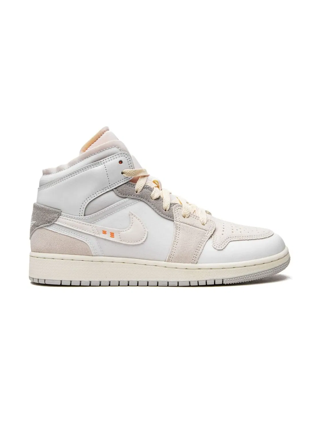Кроссовки Jordan 1 Mid SE Craft, бежевый/белый/светло-серый — фото 4