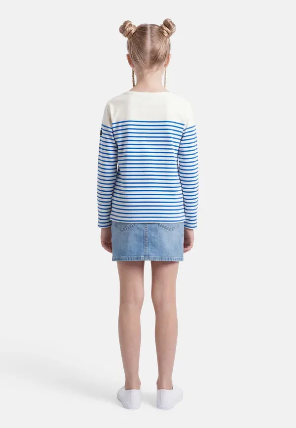 Футболка с длинным рукавом полосатая Mariniere Petit Bateau, белый, светло-голубой — фото 3