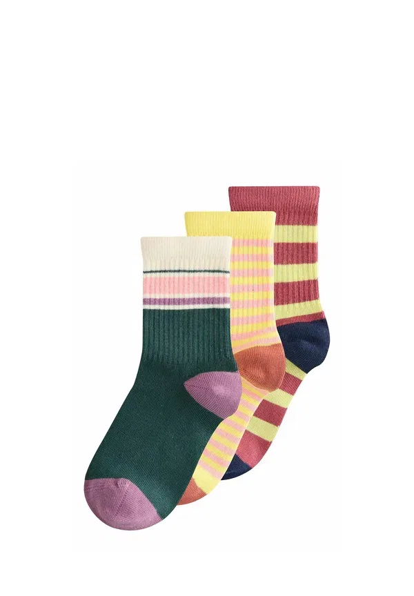 Носки набор 3 пары, полосатые, Next, navy blue, yellow, plum red, красный/темно-синий/желтый