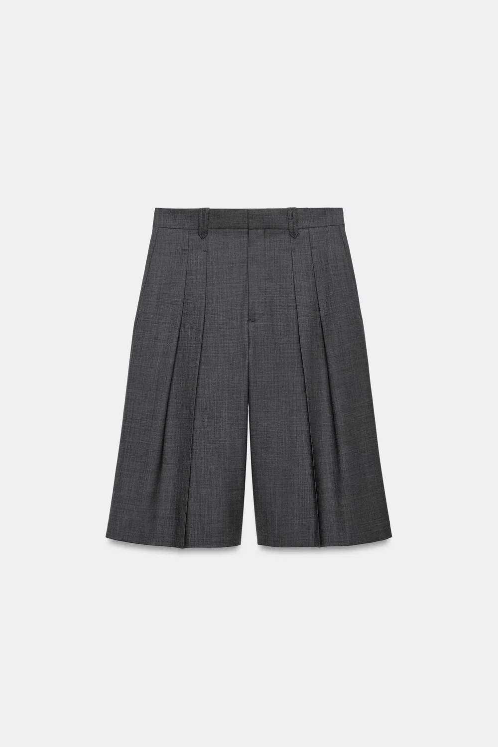 Шорты-бермуды из шерстяной смеси от ZW Collection ZARA, Grey marl — фото 2