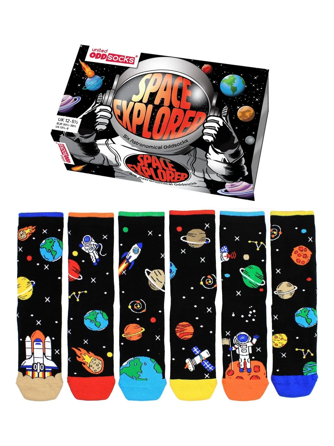 Носки United Odd Socks Space Explorer, черный