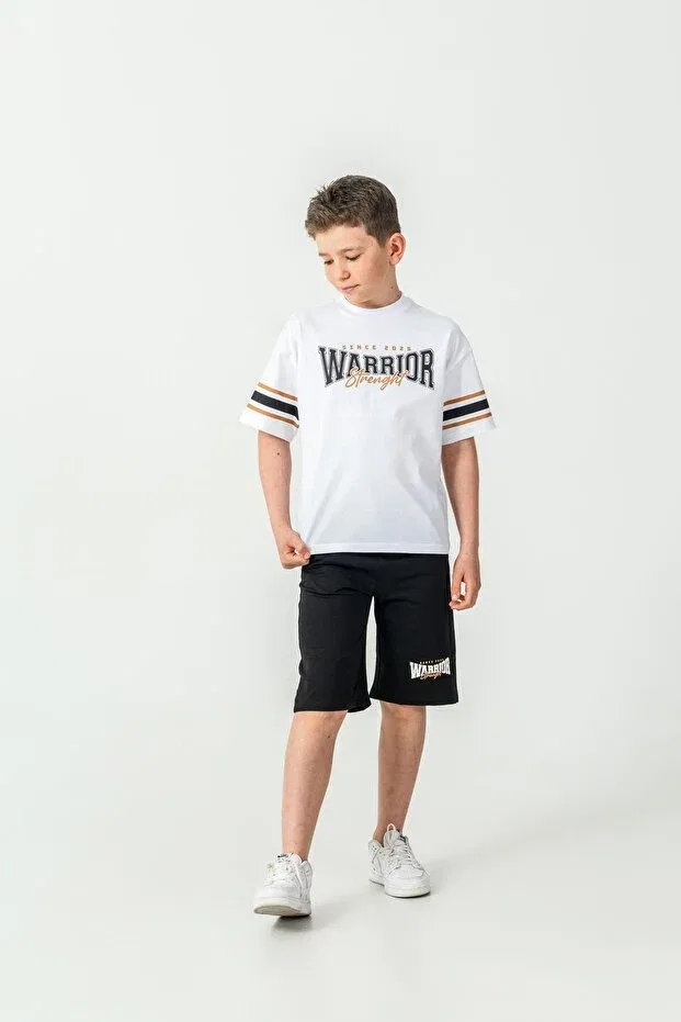 Детский комплект для мальчиков с принтом Warrior Strength Mışıl Kids, Black