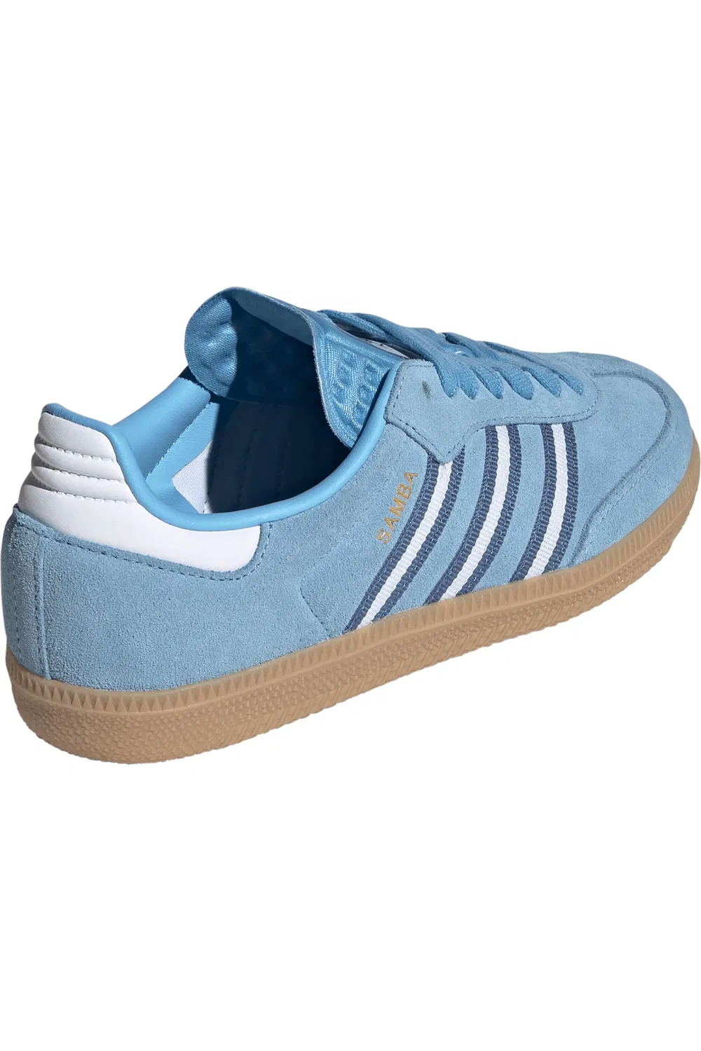 Детские кроссовки футбольные Samba от adidas, светло-голубой/синий/белый — фото 3