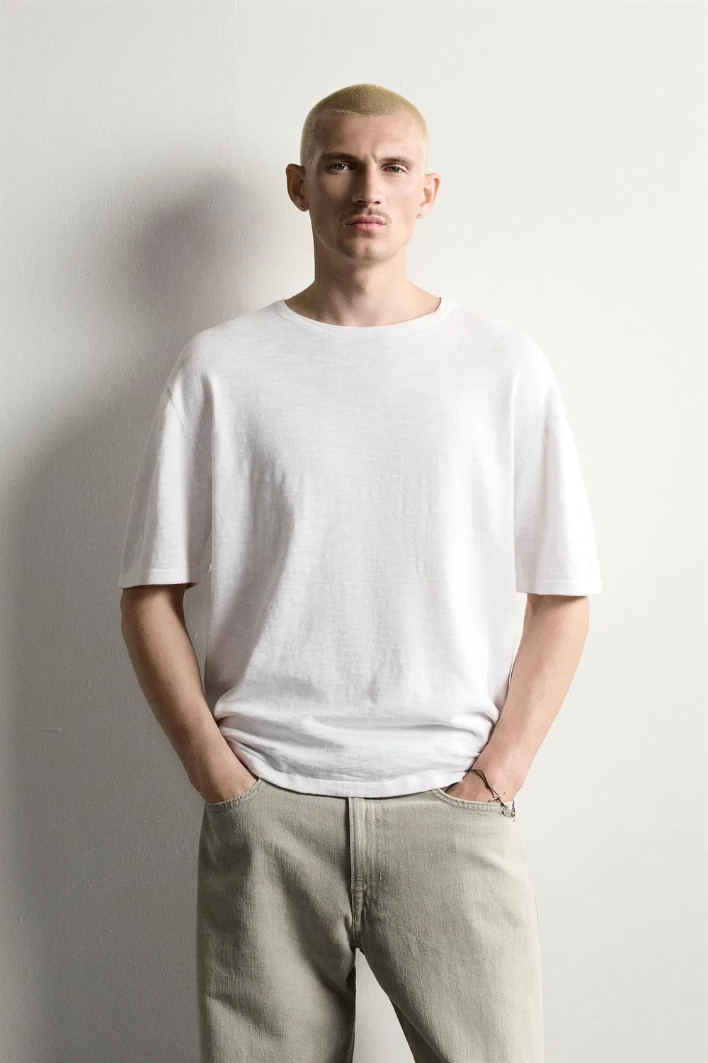 Футболка из текстурированного вяза ZARA, White — фото 2