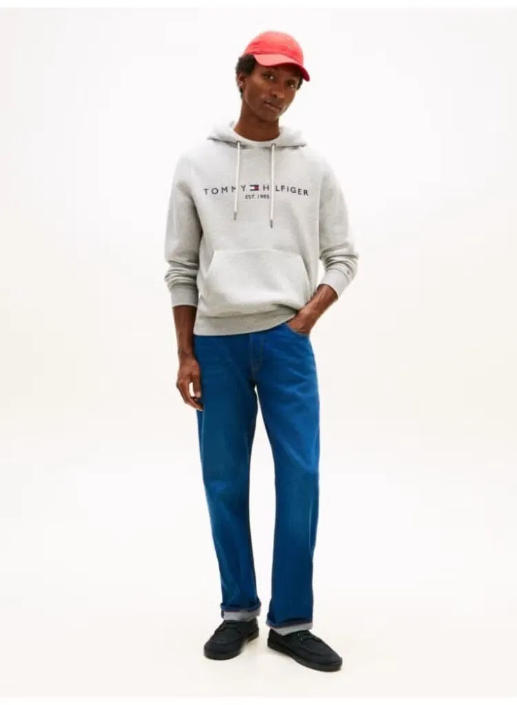 Худи с капюшоном и логотипом на груди Tommy Hilfiger, серый меланж — фото 3
