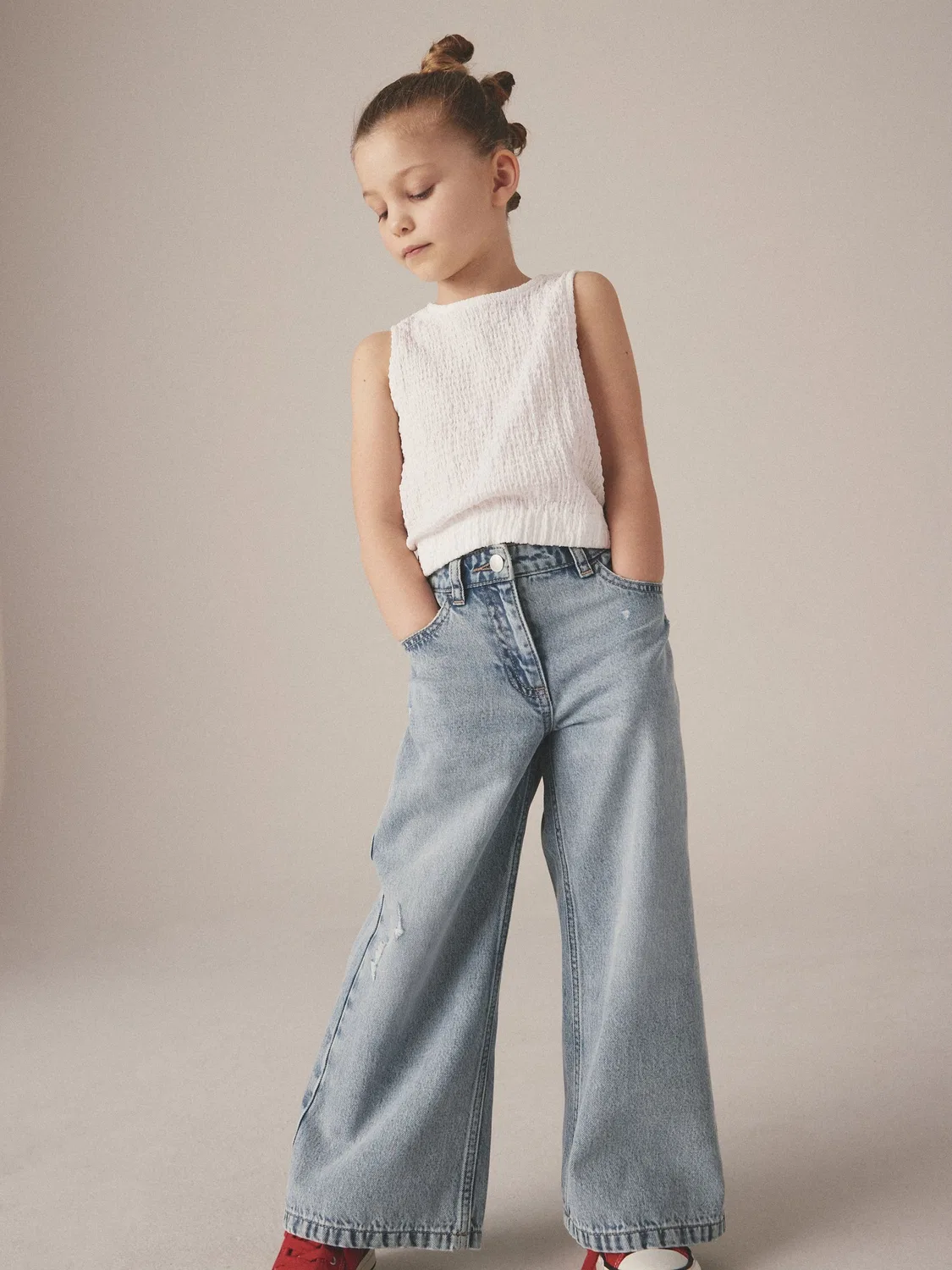 Джинсы широкие Light Blue Wide Leg Jeans Next, светло-голубой — фото 2