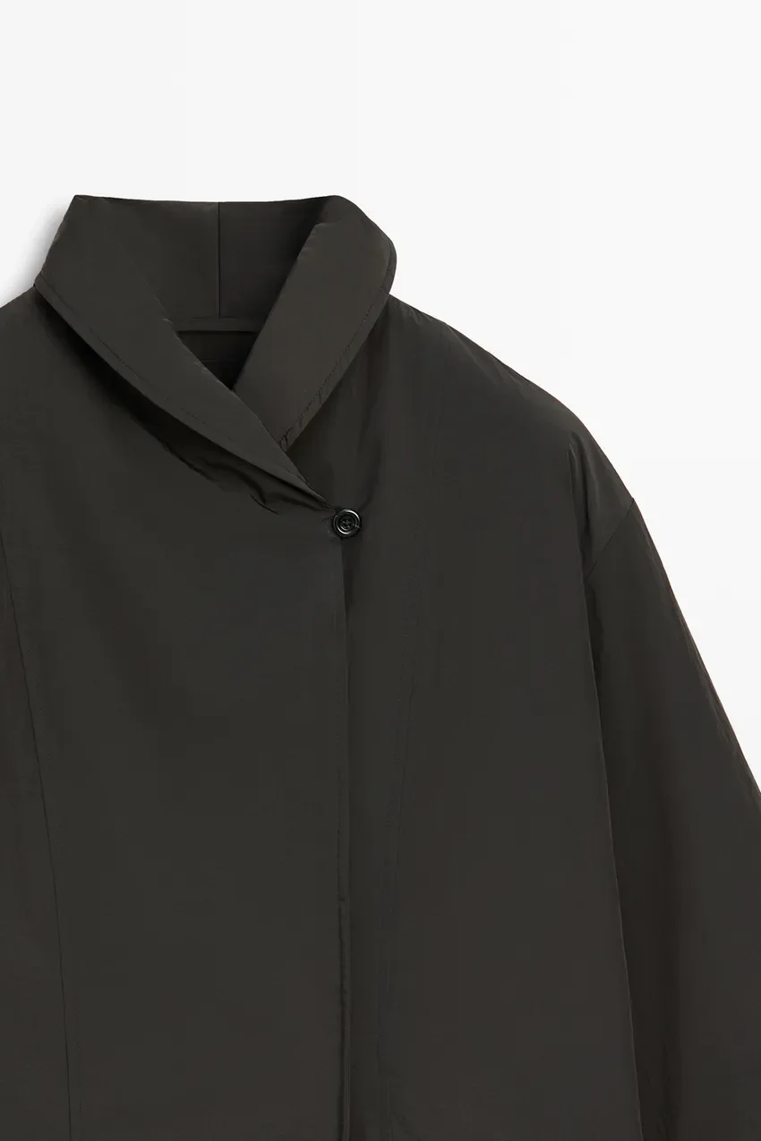 Парка Massimo Dutti Long Quilted, серо-коричневый — фото 2