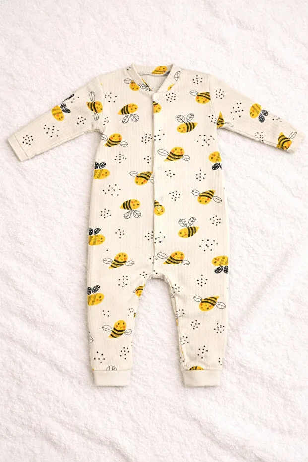 Детский комбинезон для новорожденных с принтом Bee patterned snap-on baby romper Nexvora, Multicolor — фото 2