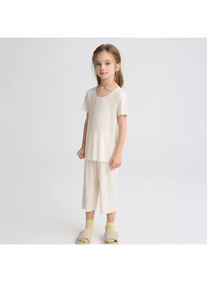 Комплект пижам с сетчатой отделкой Aimer Kids, теплый белый