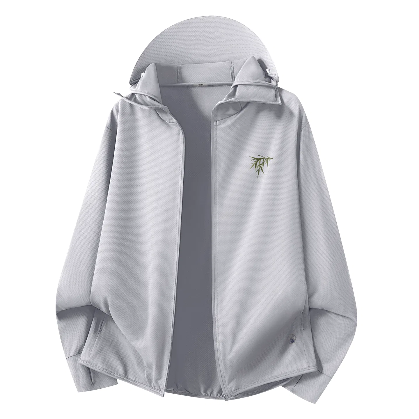 Детская ветровка с защитой от солнца UPF50+ со съемным козырьком MINISO, White (With Hanging Bamboo Green Chest Label) — фото 4