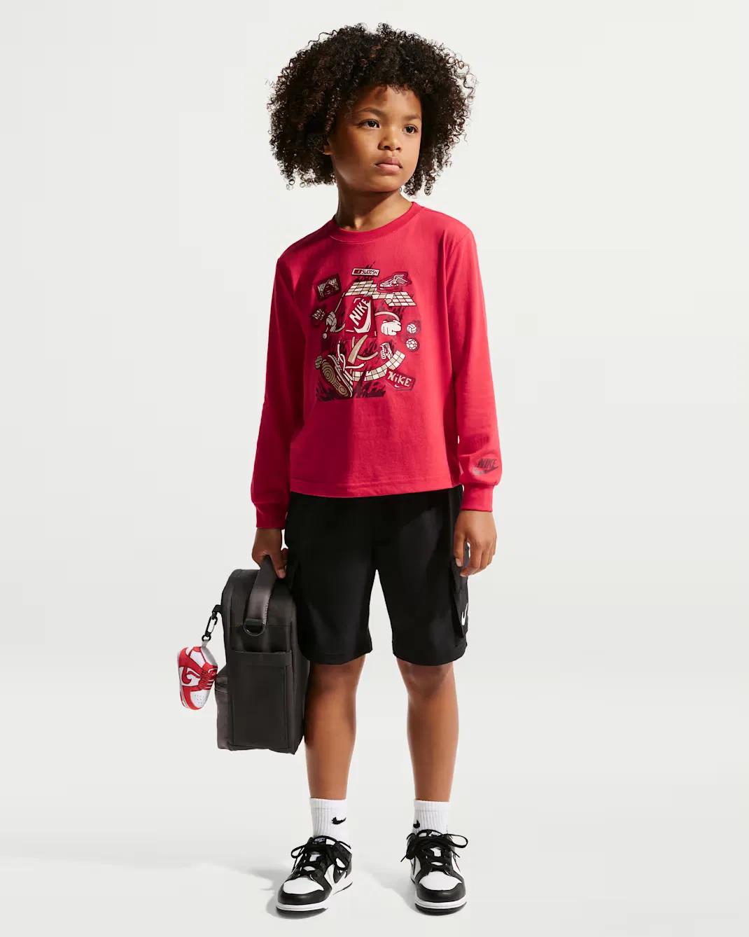 Детская свободная футболка с длинными рукавами Nike, University Red — фото 4