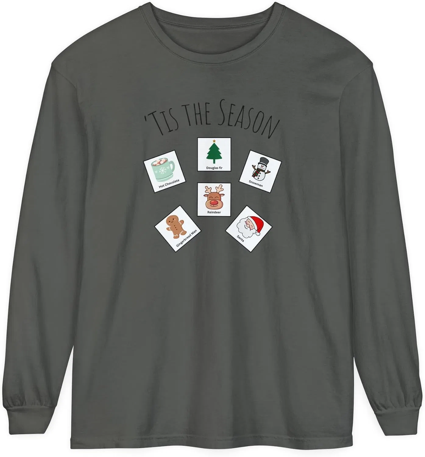 Женская футболка с длинным рукавом 'Tis the Season Comfort Colors, Pepper