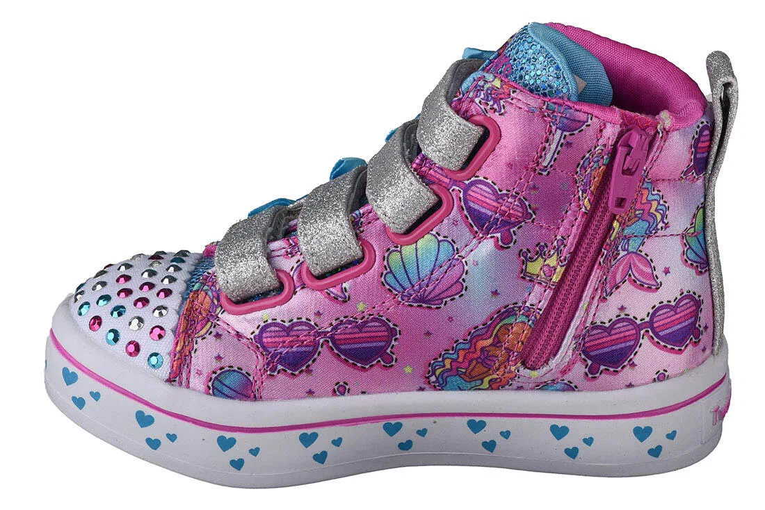 Детские кроссовки для девочек со светящейся подошвой Twi-Lites Mermaid Gems Skechers, Rosa — фото 2