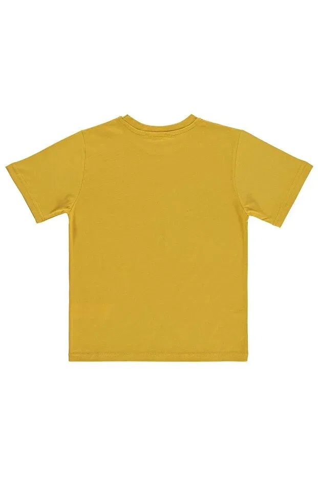 Детская футболка для мальчиков с принтом Never Stop Printed Civil Boys, Dark Mustard — фото 2
