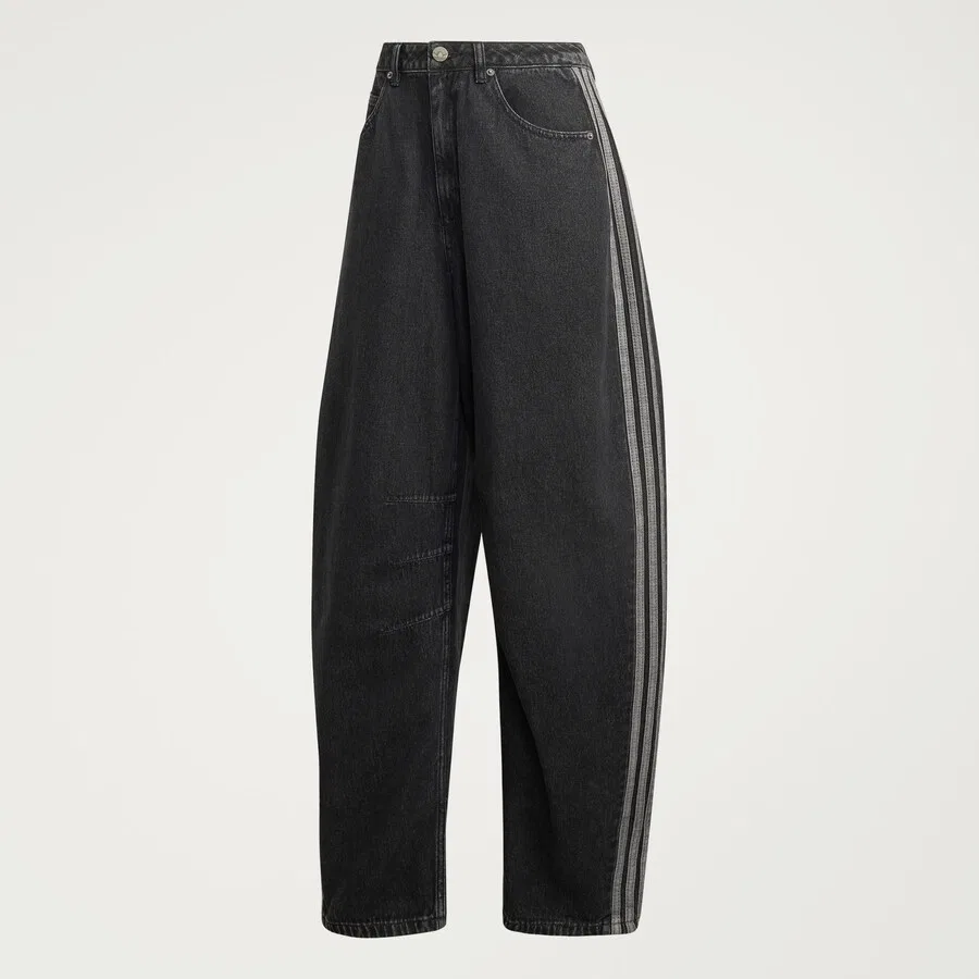 Джинсы ADIDAS ORIGINALS Barrel Jeans 'HIGH RISE BARREL LEG DENIM' черного цвета — фото 3