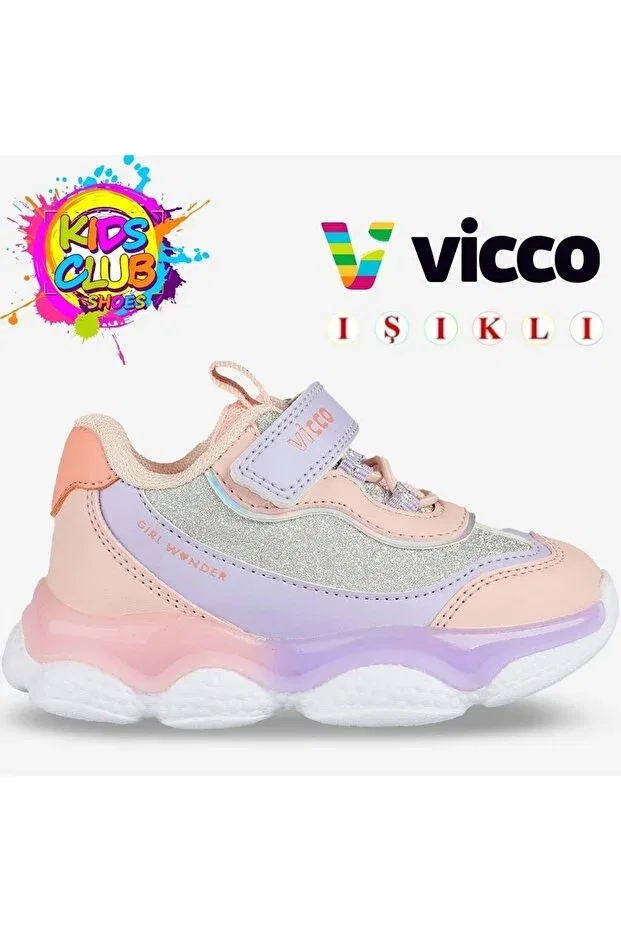 Детские спортивные кроссовки для девочек с подсветкой Vicco, Powder
