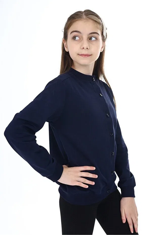 Детский кардиган для девочек с длинным рукавом Toontoy, Navy Blue — фото 2