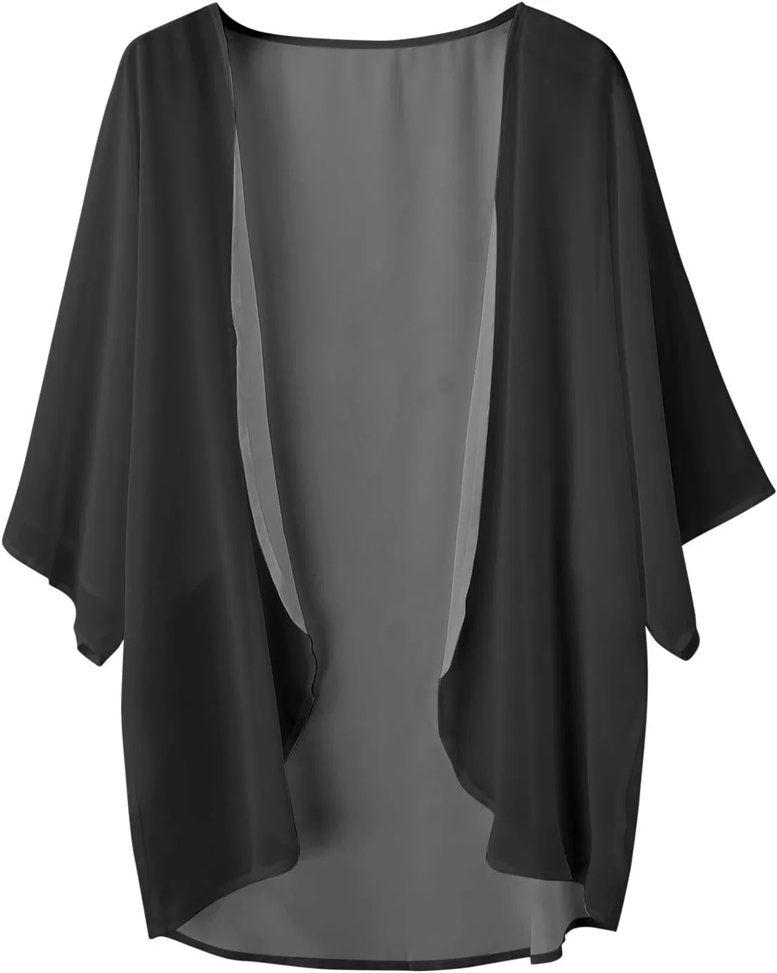 Женская шифоновая накидка кимоно с короткими рукавами, Black — фото 3