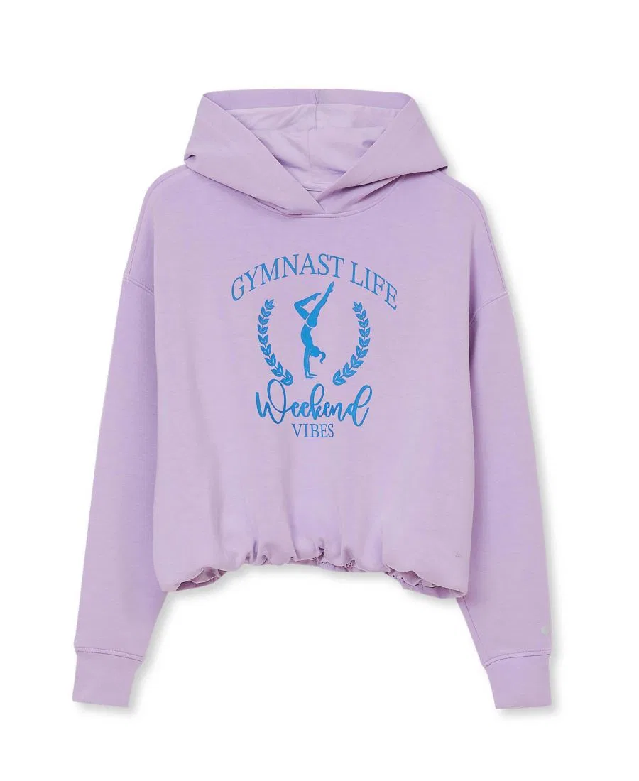 Детский худи с длинным рукавом, с фасоном «пузырь» Lands' End, Gymnast Life Lilac Breeze