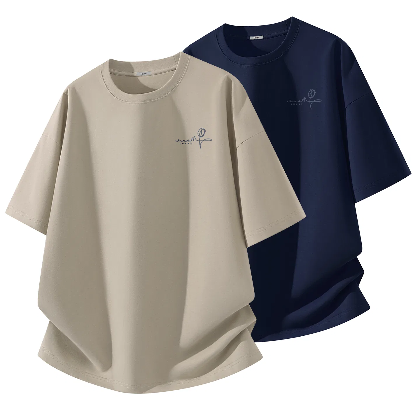 Футболка детская хлопковая MINISO, Khaki, Navy Blue
