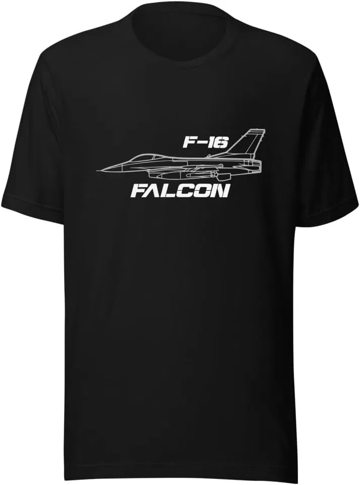 Мужская футболка с принтом F-16 Falcon, Black