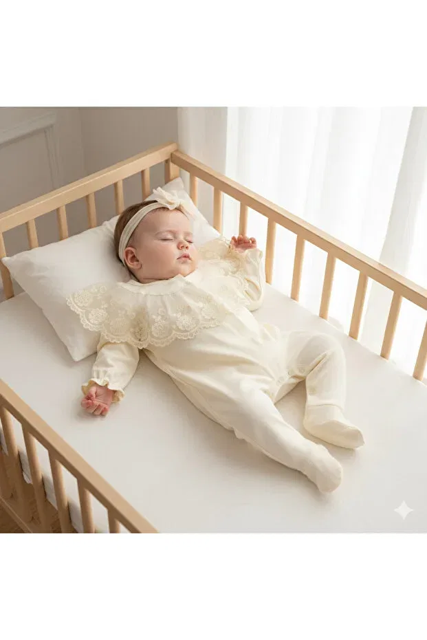 Детский комбинезон для новорожденных с кружевом Mevlütlük Miniday Baby, Metallic — фото 2