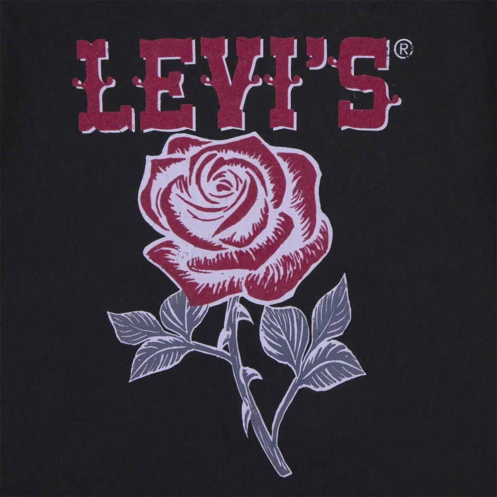 Детская футболка для девочек с принтом Western Roses Levi's, Black — фото 3