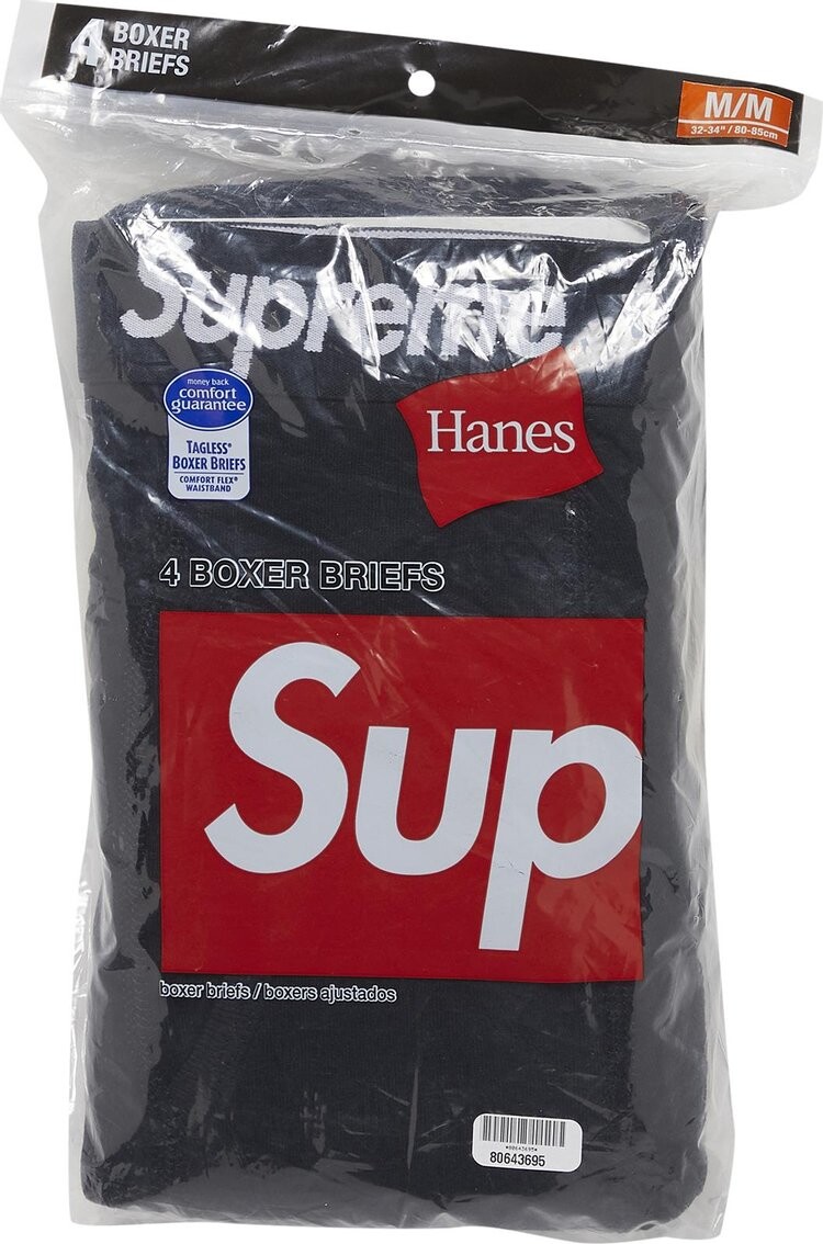 

Боксеры Supreme x Hanes Boxer Briefs (4 Pack) 'Black', черный