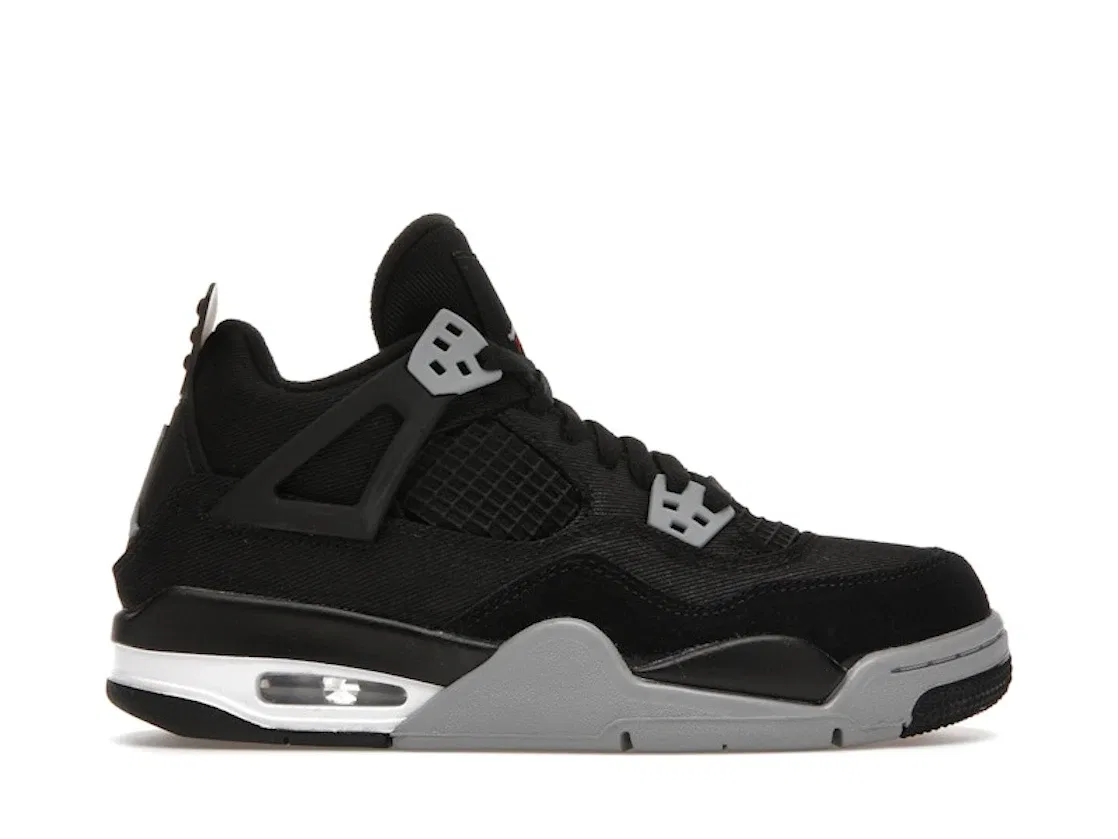 Детские кроссовки для мальчиков с вентиляцией Jordan 4 Retro Jordan, Black/Light Steel Grey/White/Fire Red