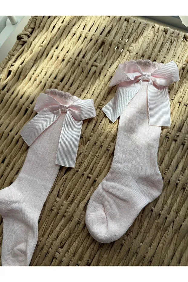 Детские носки для девочек с бантом Myluni, Pink — фото 3