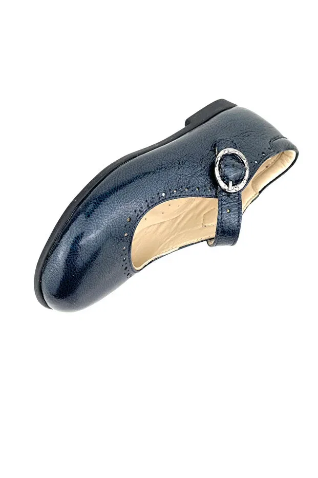 Детские туфли для девочек кожаные модели Janset Nubebe, Navy Blue Patent Leather — фото 4