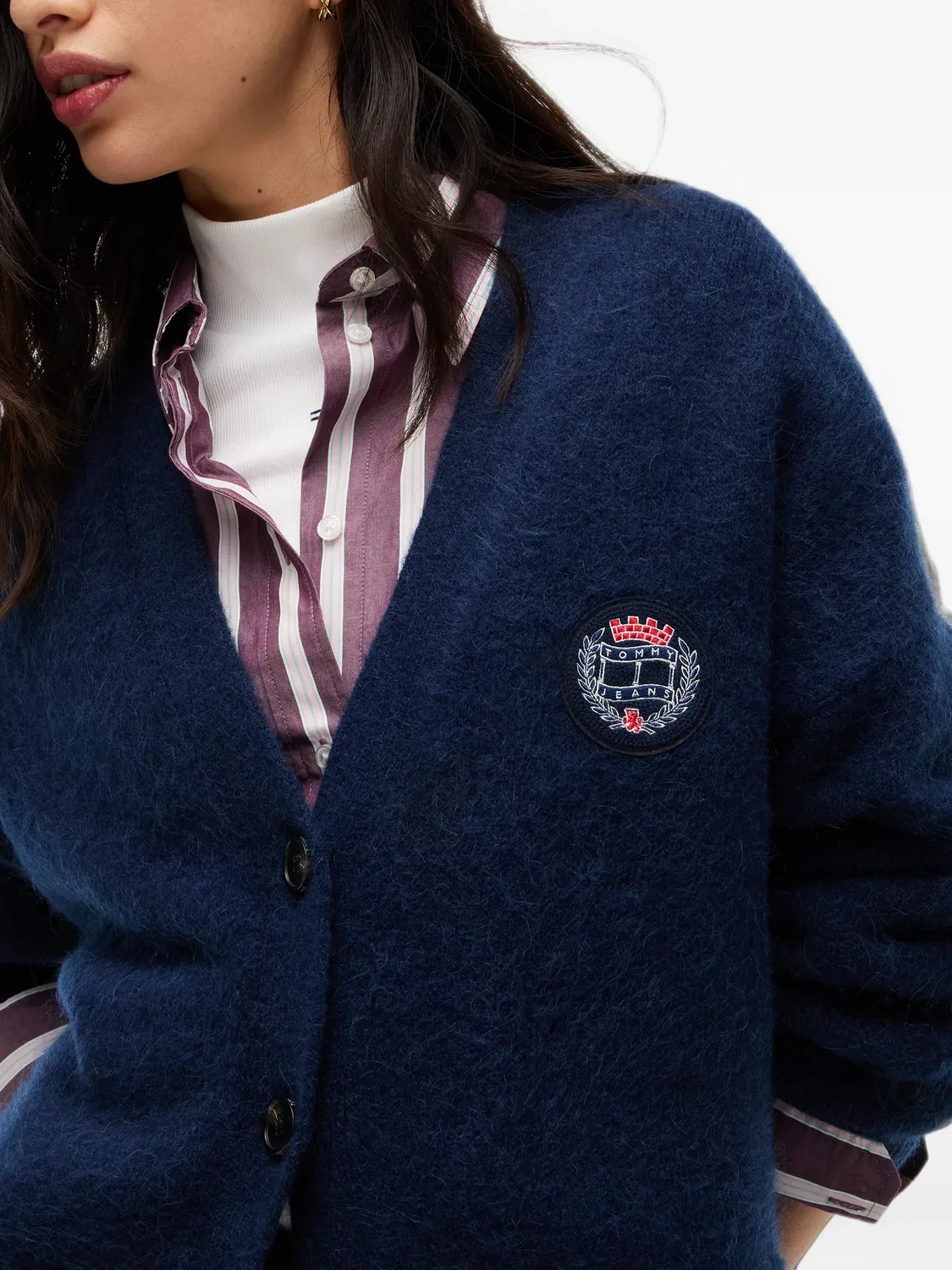 Кардиган с В-образным вырезом и нашивкой Tommy Hilfiger, синий — фото 4