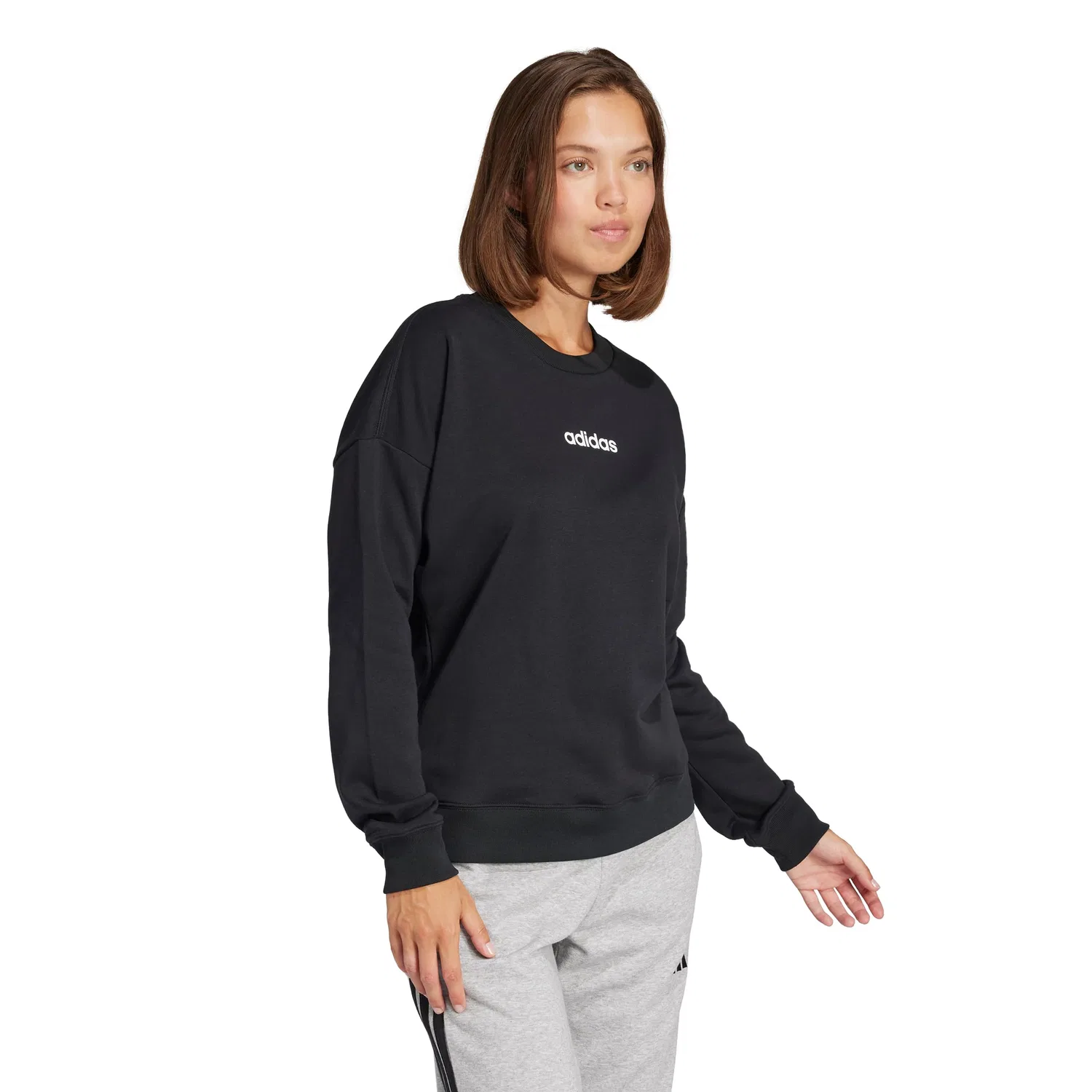 Женский свитшот из футера Essentials Linear adidas, 2-Black/White — фото 3