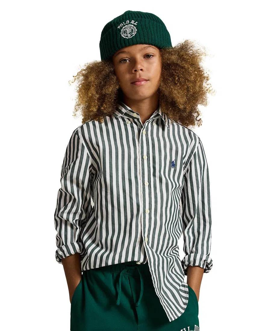 Рубашка из хлопкового поплина в полоску, с длинным рукавом Polo Ralph Lauren, #241C Green White