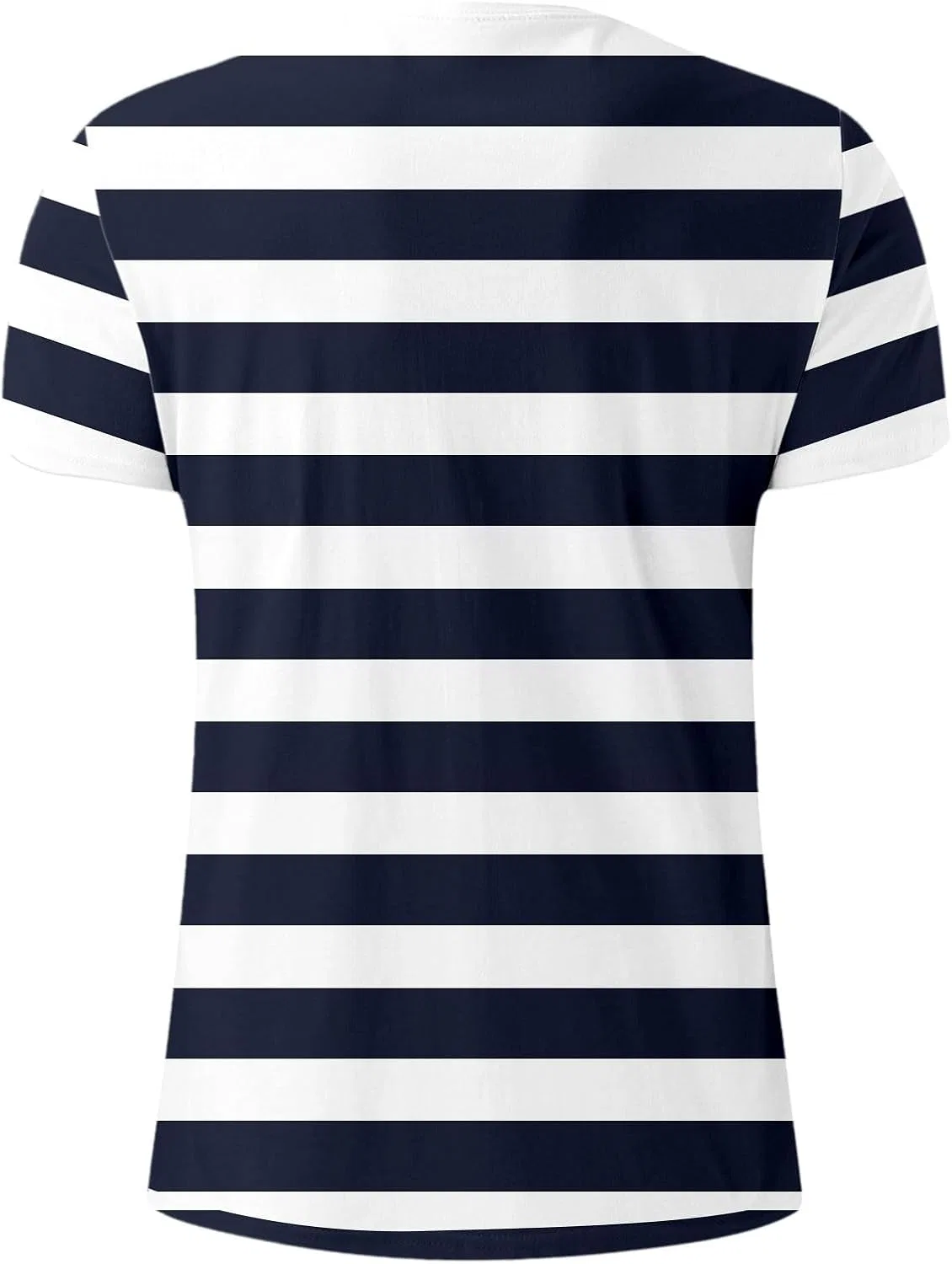 Мужская футболка с полосками, свободный крой, Crew Neck, Navy — фото 4