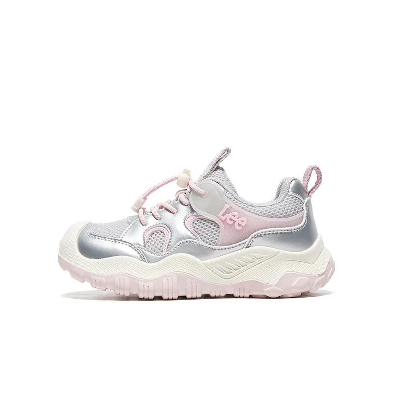 Детские уличные кроссовки из экокожи Silver Pink Lee