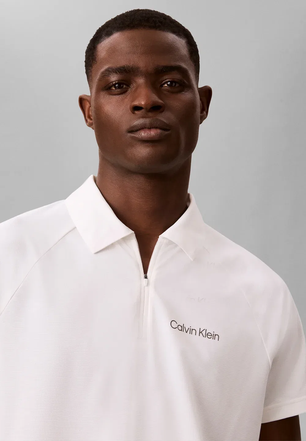 Спортивная рубашка-поло с застежкой-молнией - рубашка-поло Calvin Klein, Classic White — фото 4