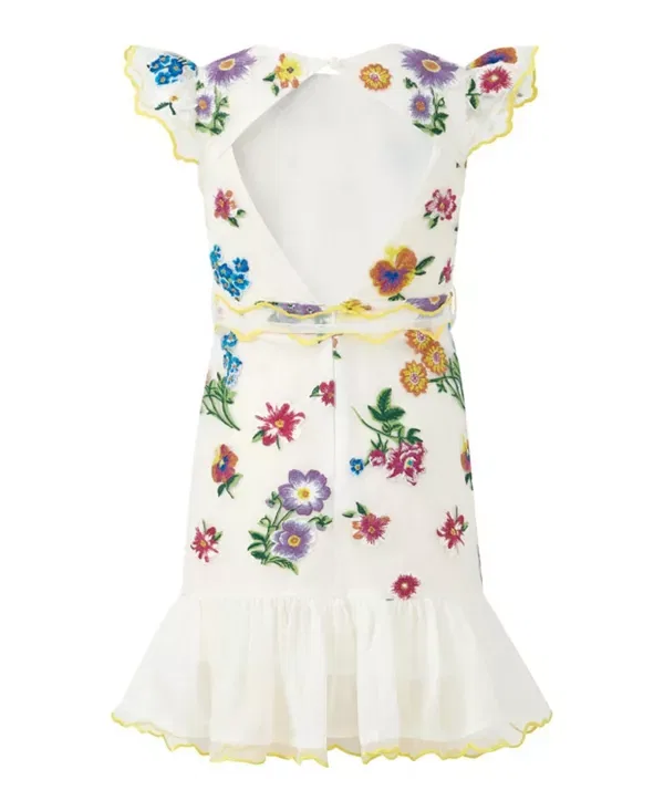 Детское платье для девочек с принтом Carly Embroidered Mini Dress Marlo Kids, мультиколор — фото 2