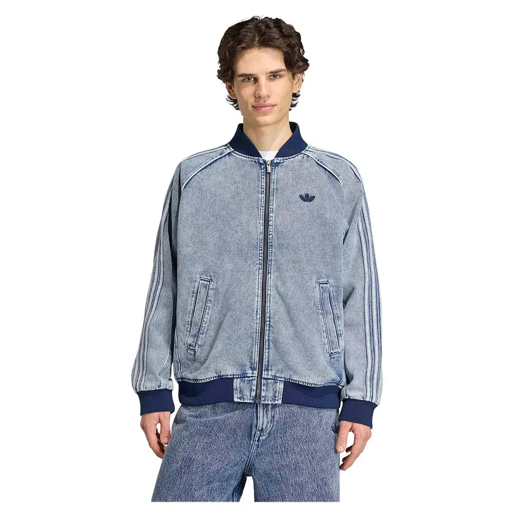 Мужская джинсовая куртка-трак с принтом Adidas Originals, Blue