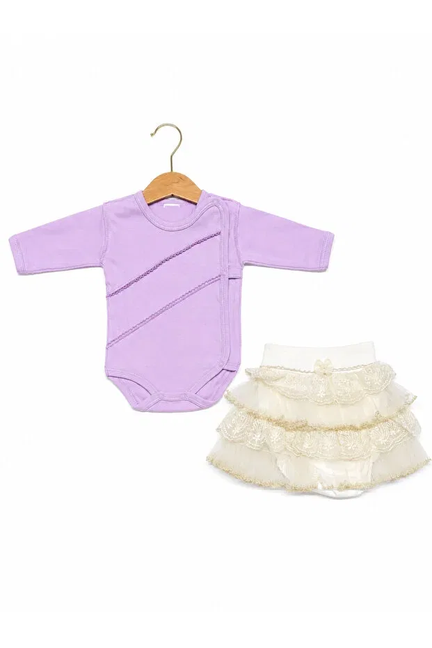 Детский комплект для девочек хлопковый Basics Kardeşler Bebe, Lilac-Beige